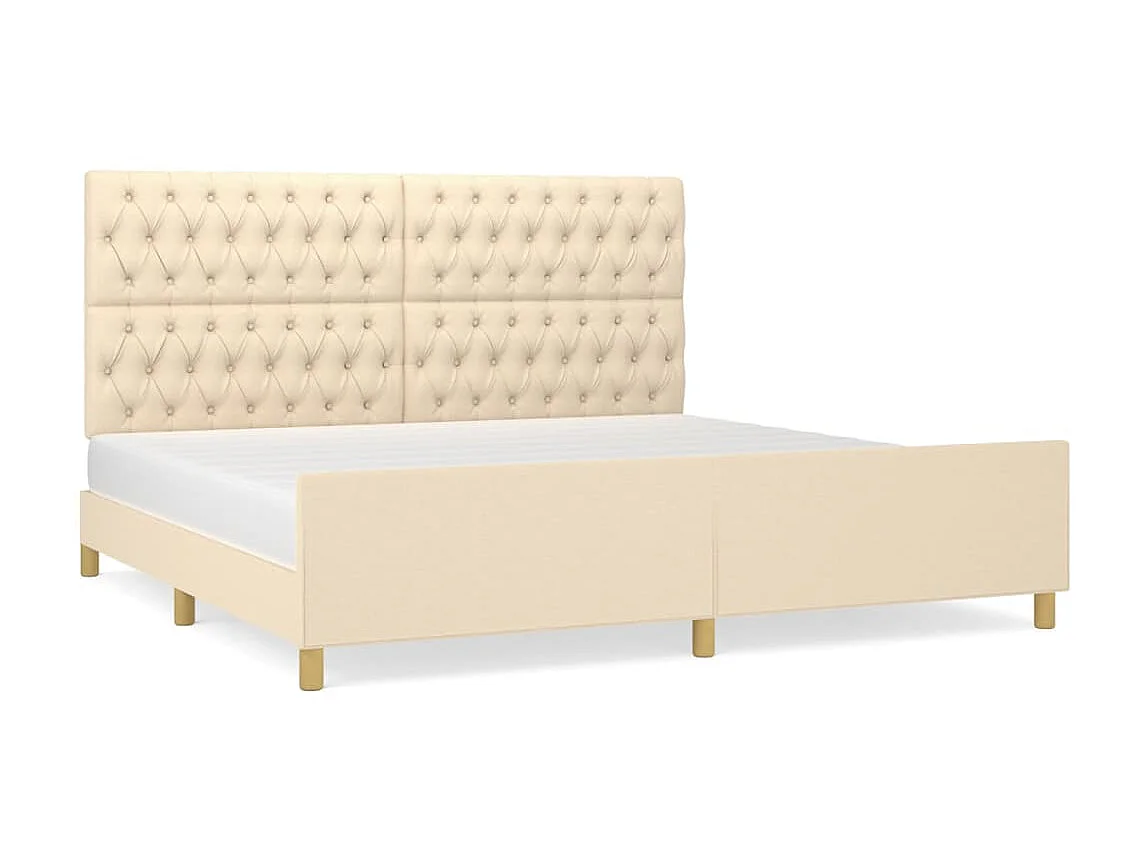 Lit-200x200 cm avec tête de lit Crème Tissu EGGB30383