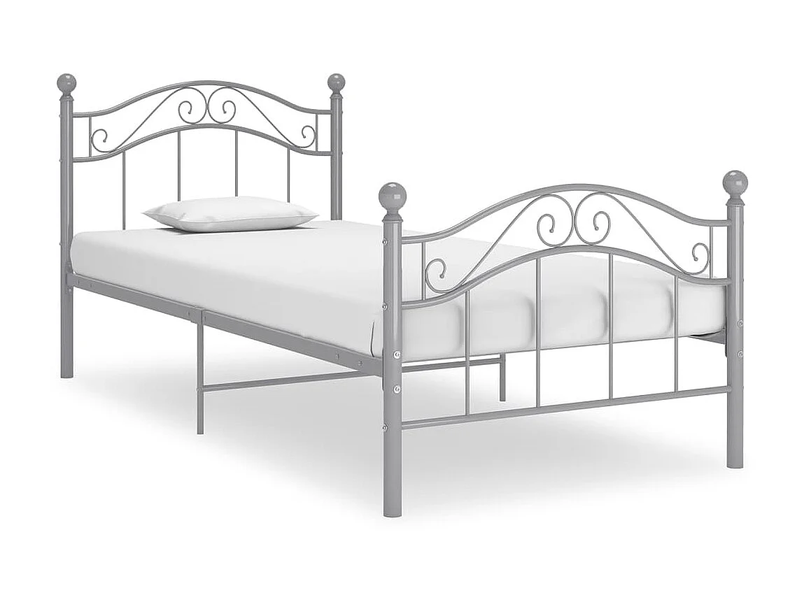 Cama 90x200 cm de metal gris ES49493