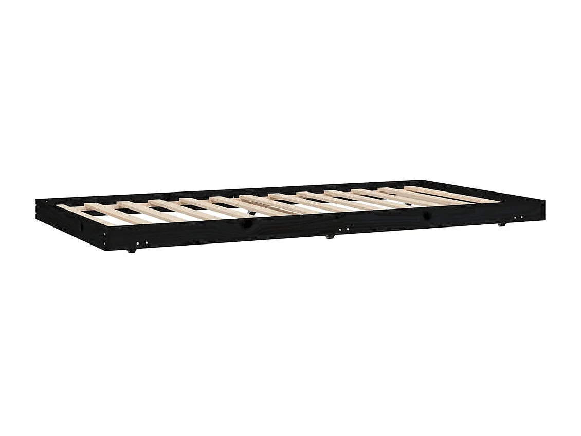 Cama 100x200 cm madera maciza de pino negro ES31887