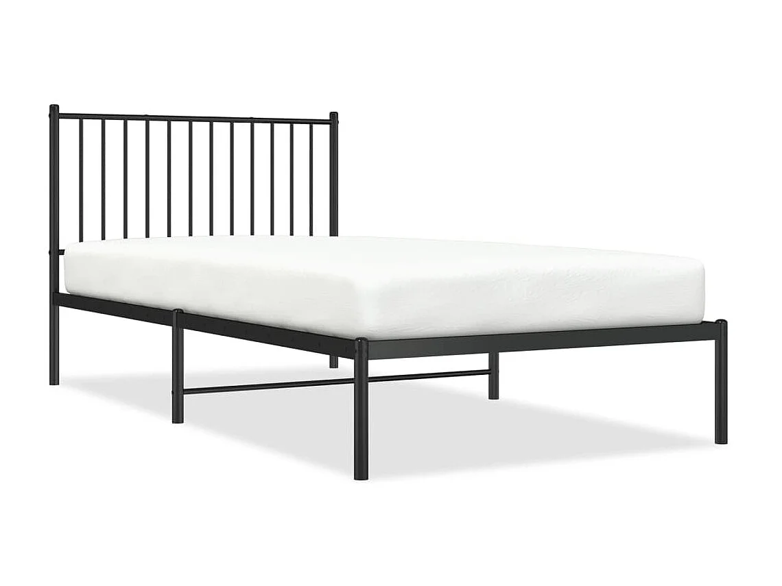Lit-100x200 cm métal avec tête de lit noir EGGB21254
