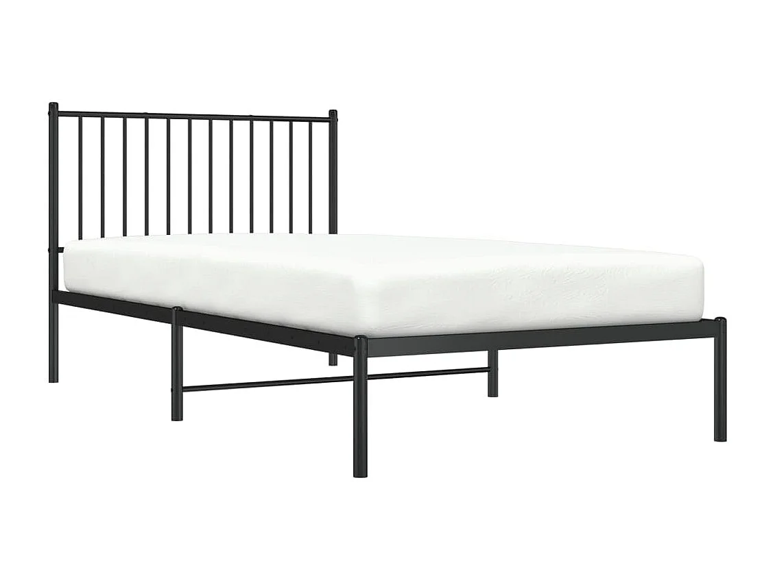 Lit-100x200 cm métal avec tête de lit noir EGGB21254