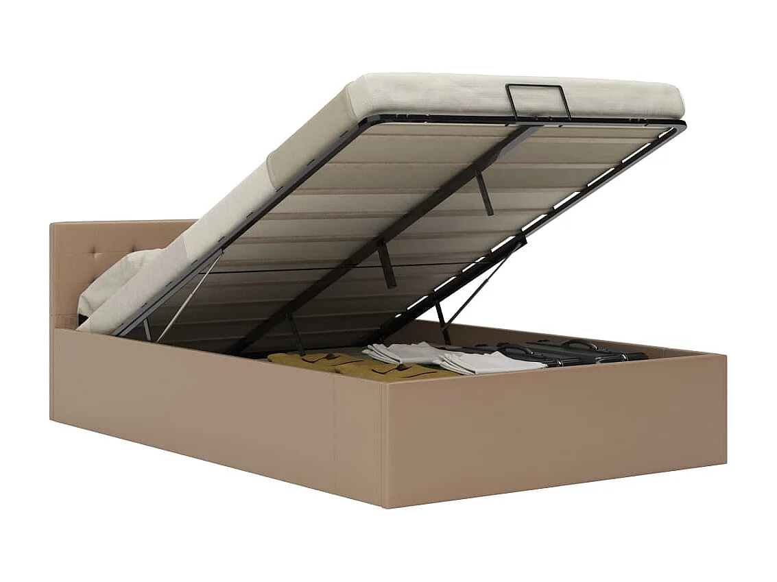 Lit-120x200 cm à rangement Cappuccino Similicuir EGGB78865