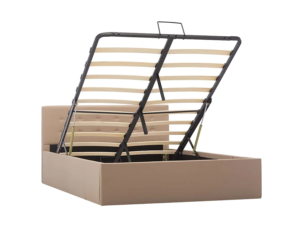 Lit-120x200 cm à rangement Cappuccino Similicuir EGGB78865