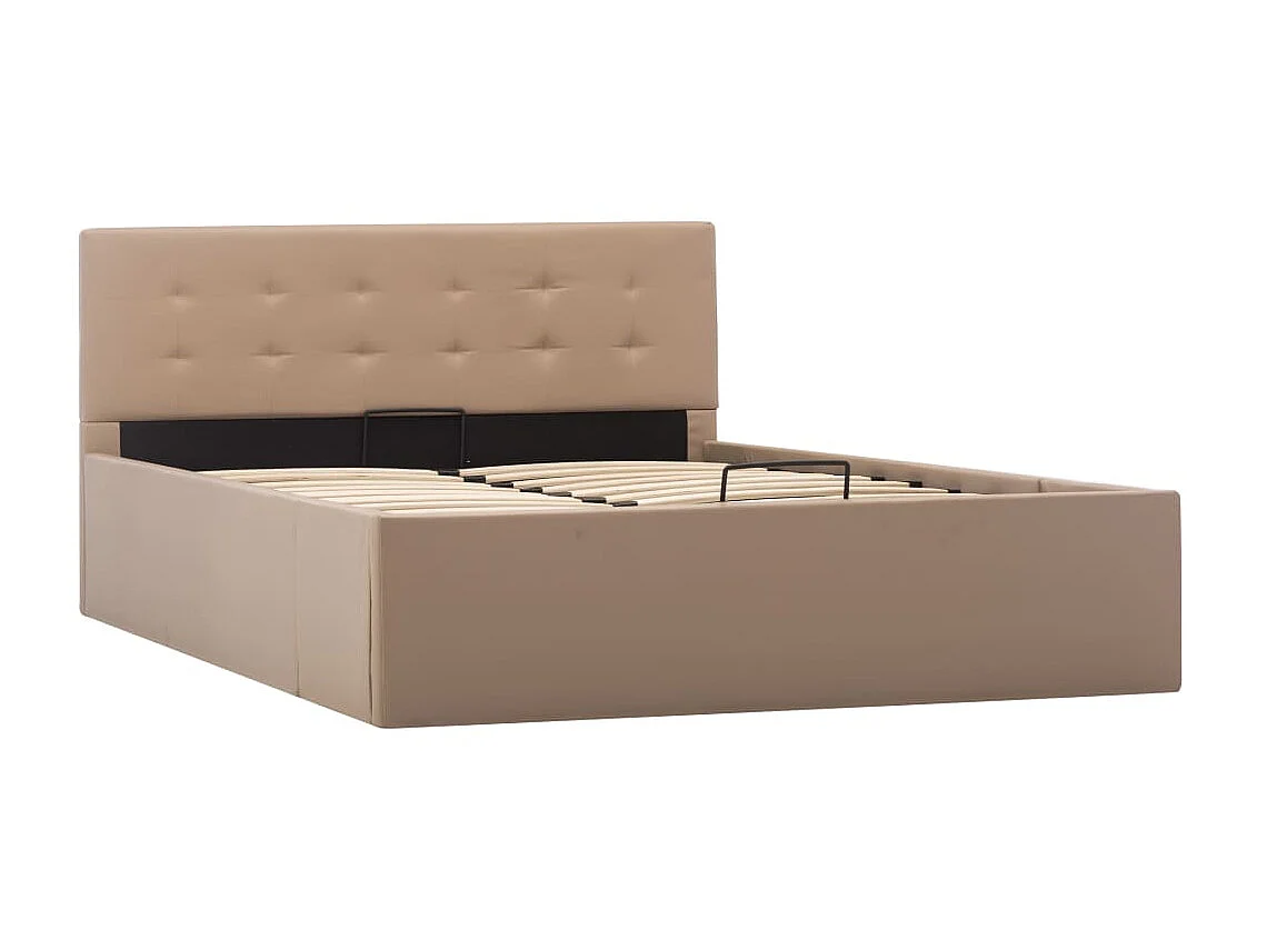 Lit-120x200 cm à rangement Cappuccino Similicuir EGGB78865