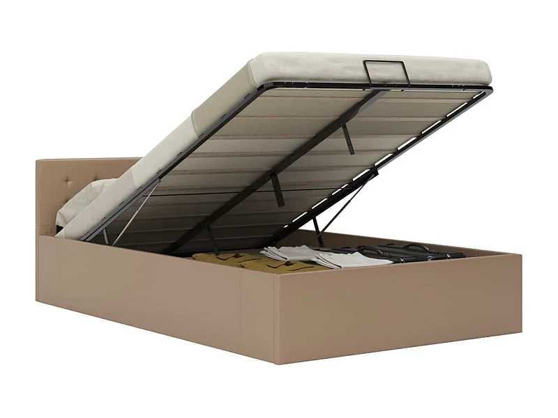 Lit-120x200 cm à rangement Cappuccino Similicuir EGGB78865