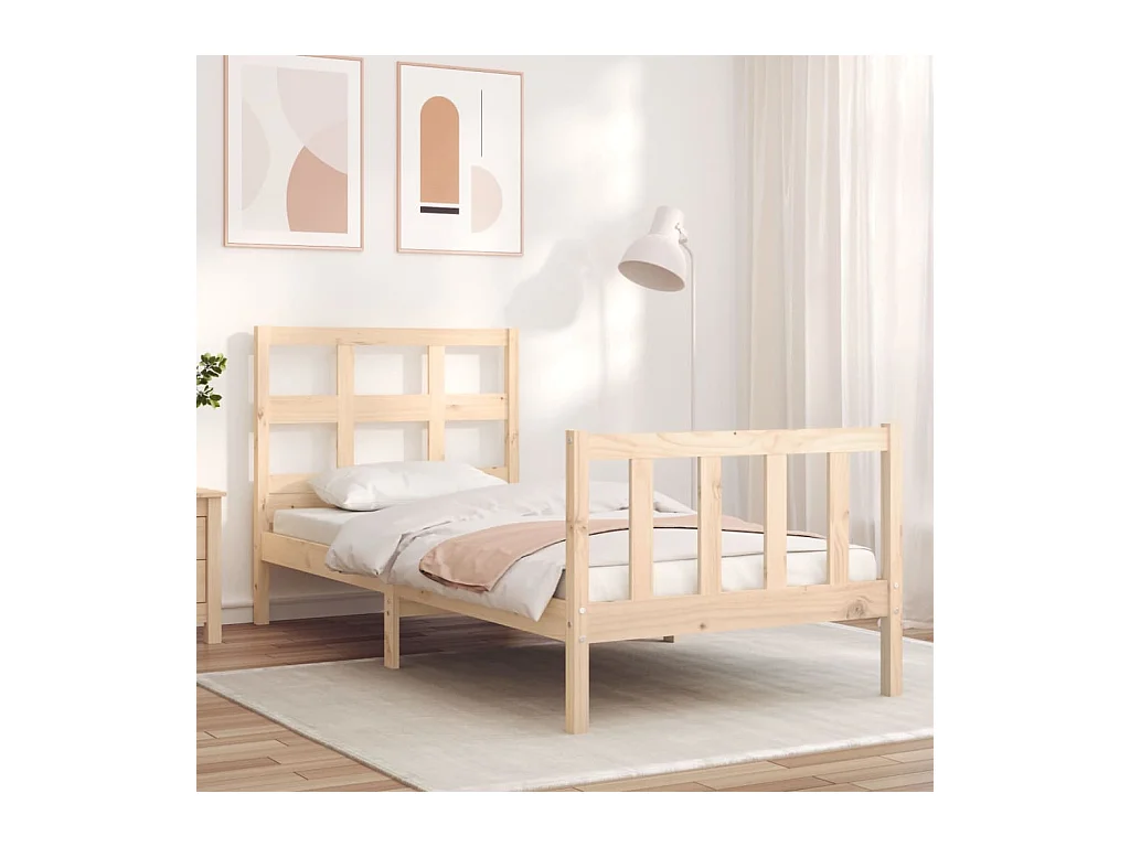 Lit-90x200 cm avec tête de lit bois massif EGGB68413