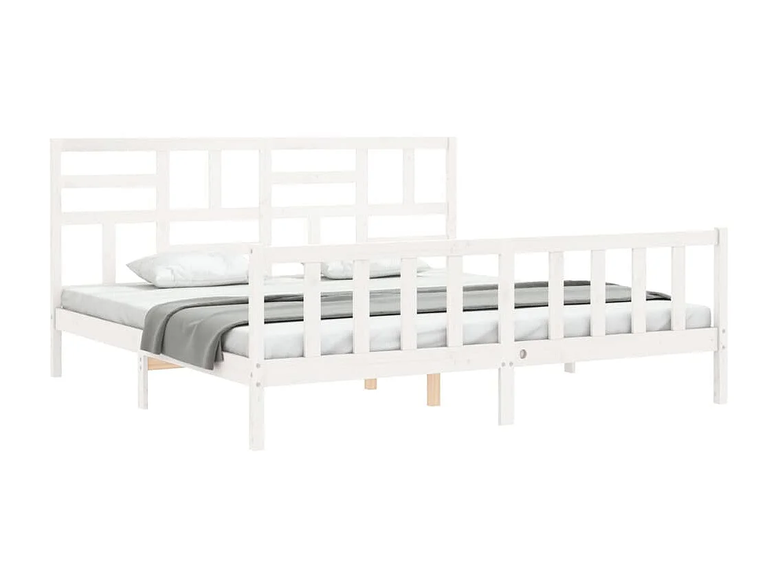 Bedframe met hoofdbord massief hout wit 200x200 cm NL49427