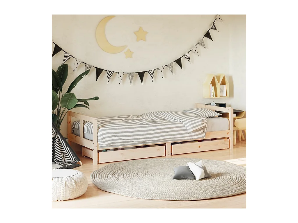 Lit-80x200 cm pour enfants gris bois de pin massif EGGB61883