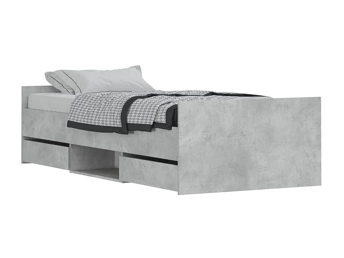Estructura de cama con cabecero piecero gris hormigón 100x200cm ES924635