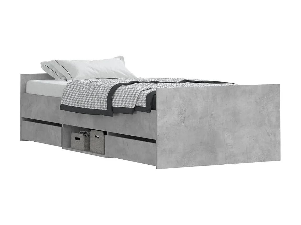 Estructura de cama con cabecero piecero gris hormigón 100x200cm ES924635