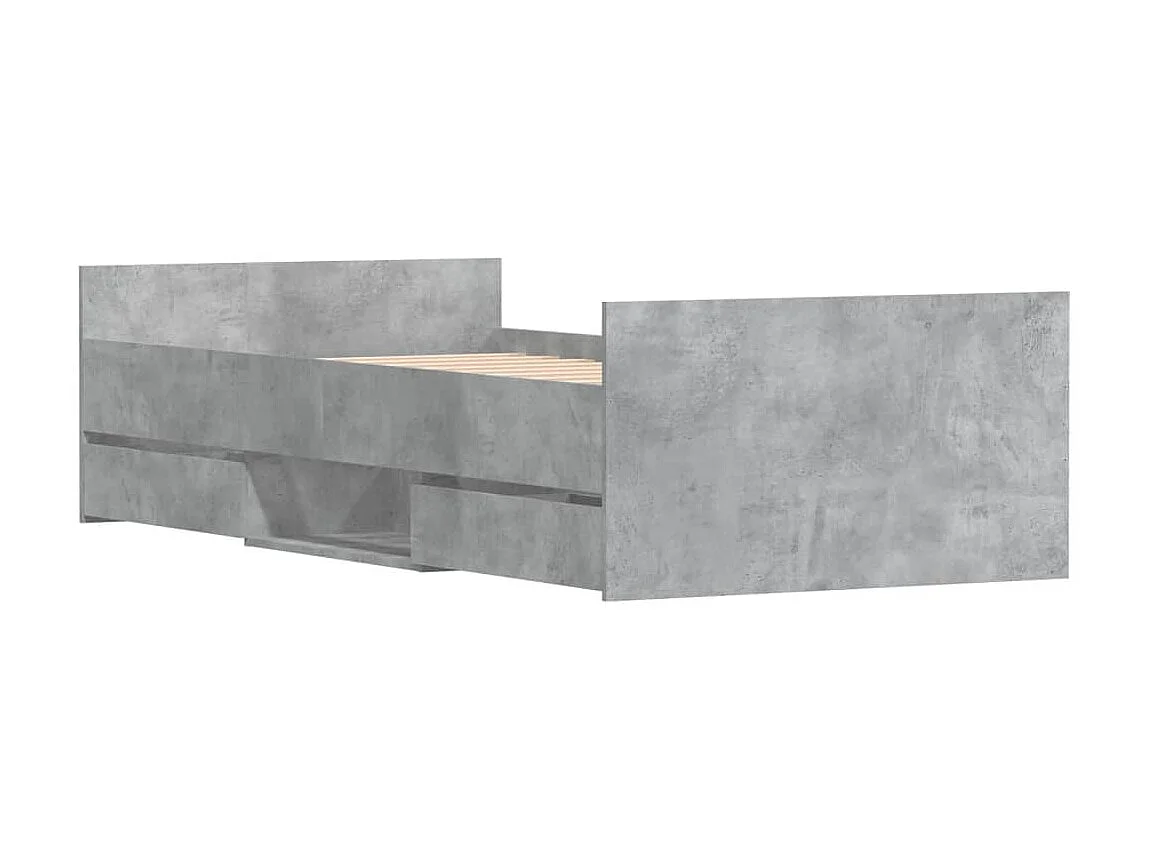 Estructura de cama con cabecero piecero gris hormigón 100x200cm ES924635