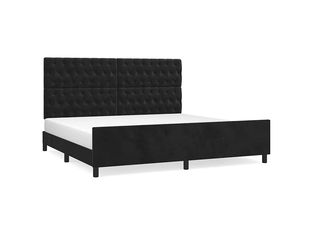 Lit-200x200 cm avec tête de lit Noir Velours EGGB58694