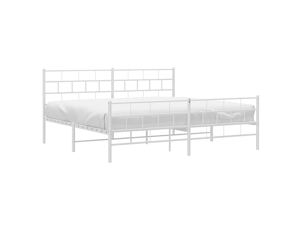 Cama com cabeceira e pés 193x203 cm metal branco PT901668