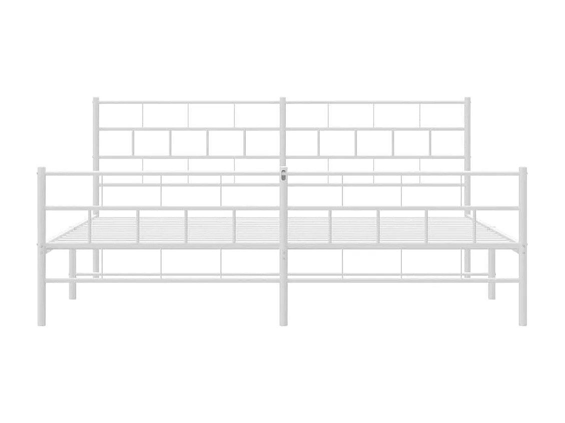 Lit-193x203 cm métal avec tête de lit/pied de lit blanc EGGB18413