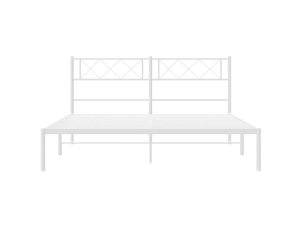Lit-150x200 cm métal avec tête de lit blanc EGGB70727