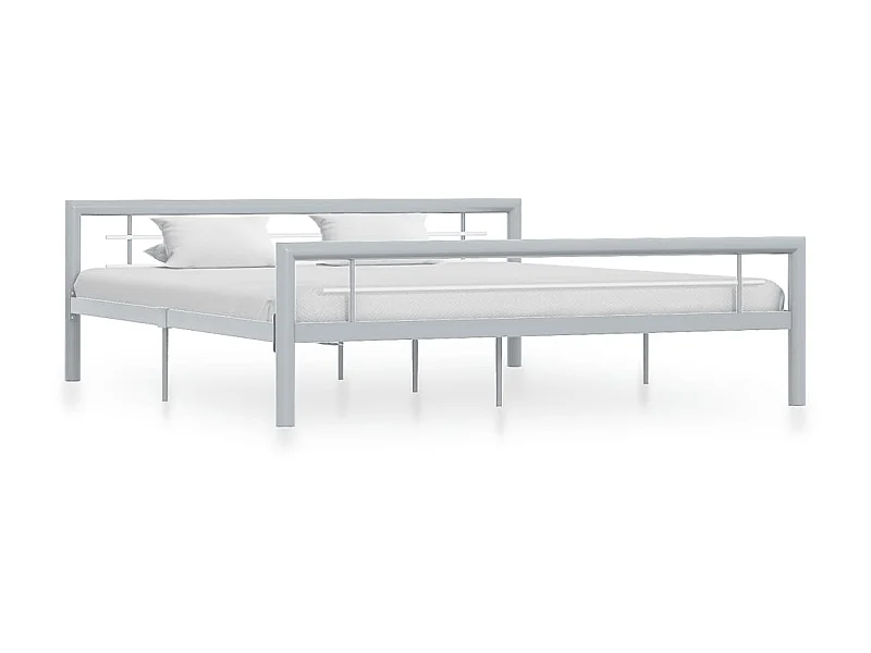 Lit-180x200 cm Gris et blanc Métal EGGB91515