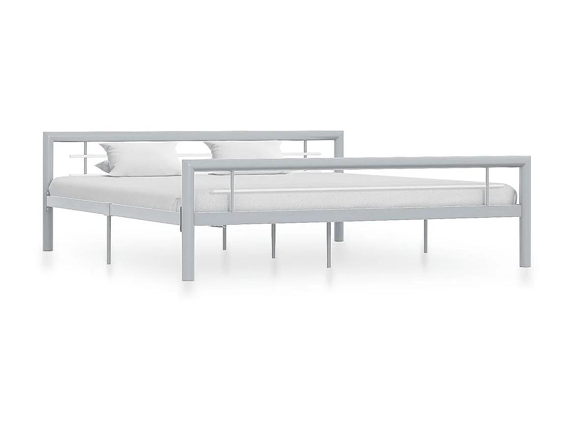 Lit-180x200 cm Gris et blanc Métal EGGB91515