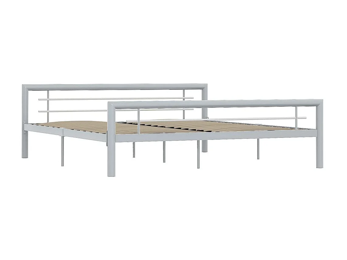 Lit-180x200 cm Gris et blanc Métal EGGB91515