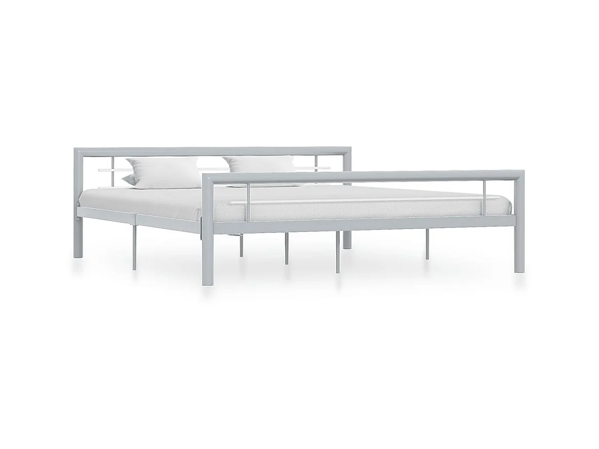 Lit-180x200 cm Gris et blanc Métal EGGB91515