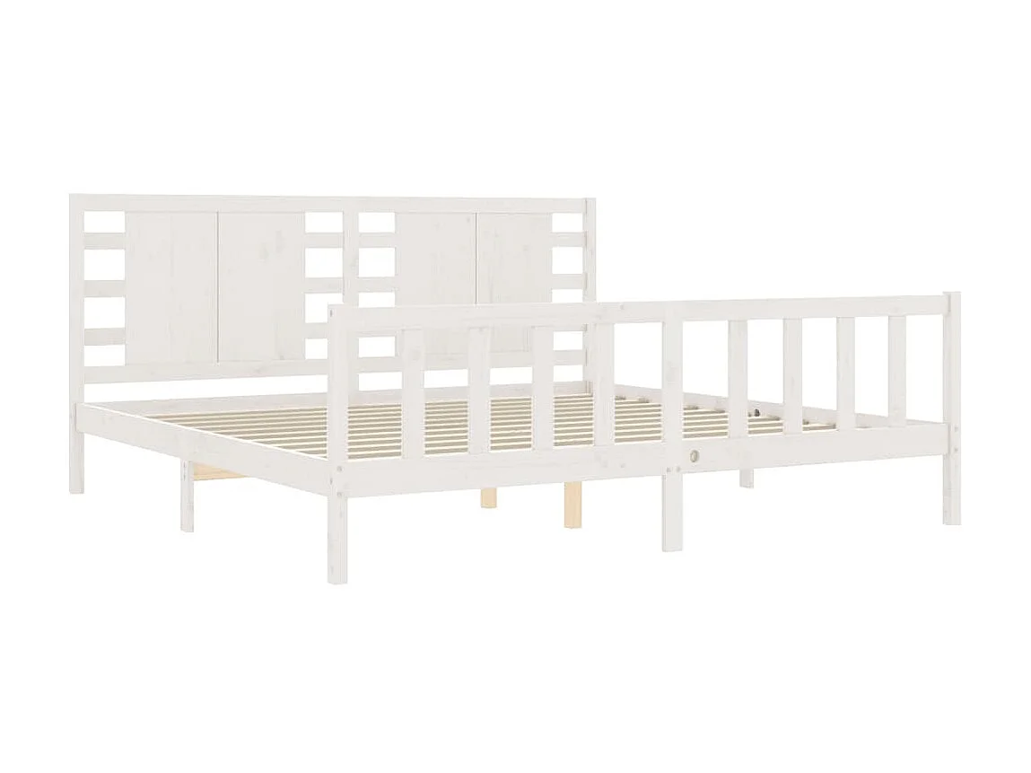 Cama com cabeceira 200x200cm madeira maciça branco PT777619