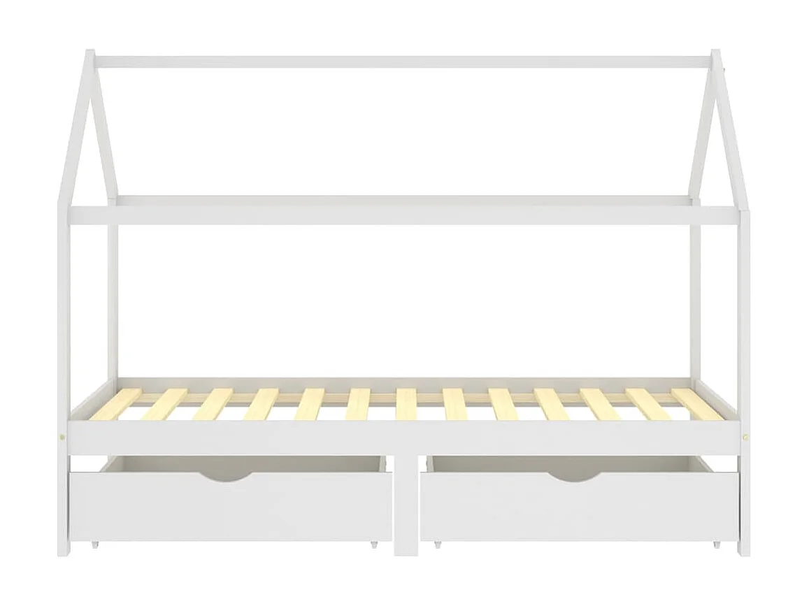 Cama para crianças c/ gavetas 90x200 cm pinho maciço branco PT798794