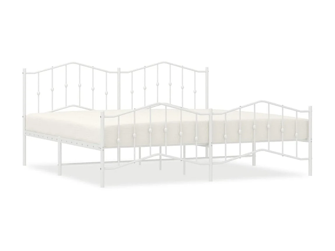 Lit-193x203 cm métal avec tête de lit/pied de lit blanc EGGB55985