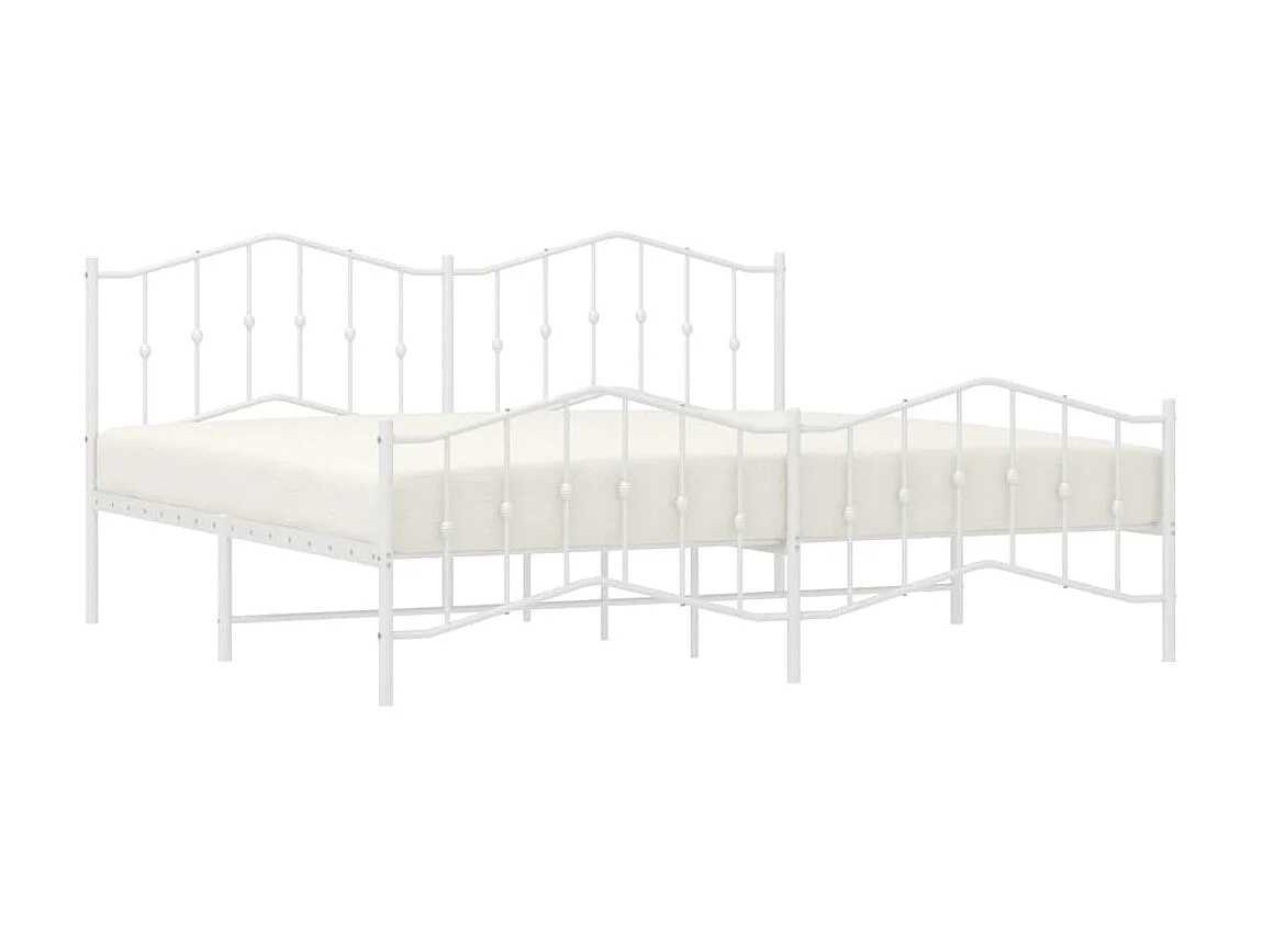 Lit-193x203 cm métal avec tête de lit/pied de lit blanc EGGB55985