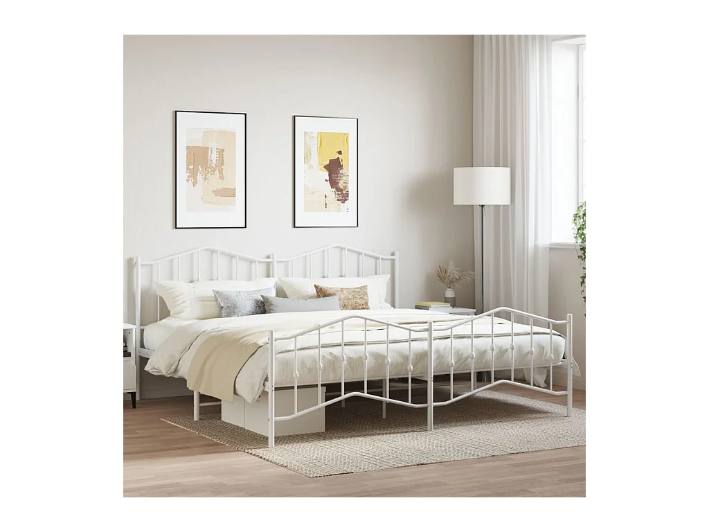 Bedframe met hoofd- en voeteneinde metaal wit 193x203 cm NL91366