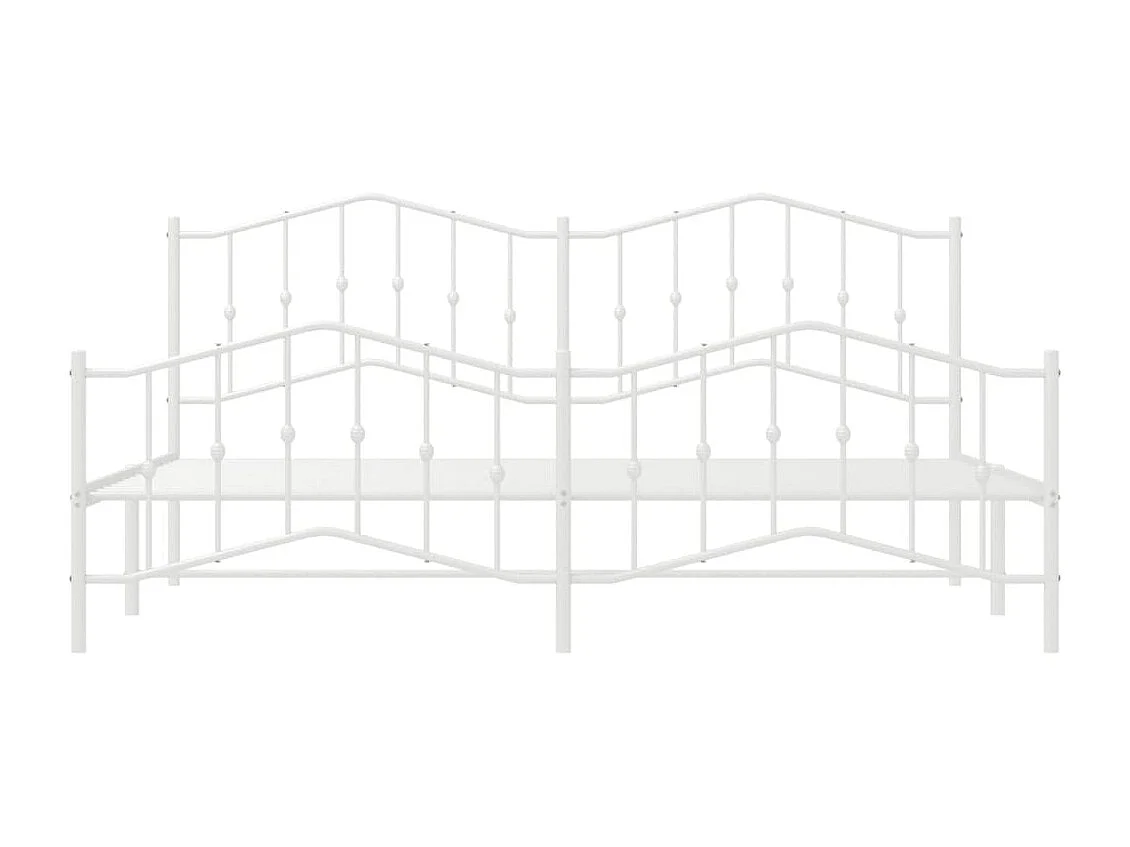 Lit-193x203 cm métal avec tête de lit/pied de lit blanc EGGB55985