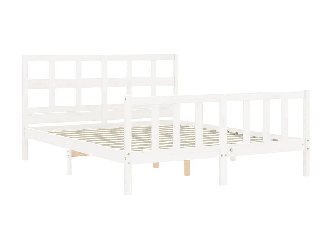 Lit-160x200 cm avec tête de lit blanc bois massif EGGB50253