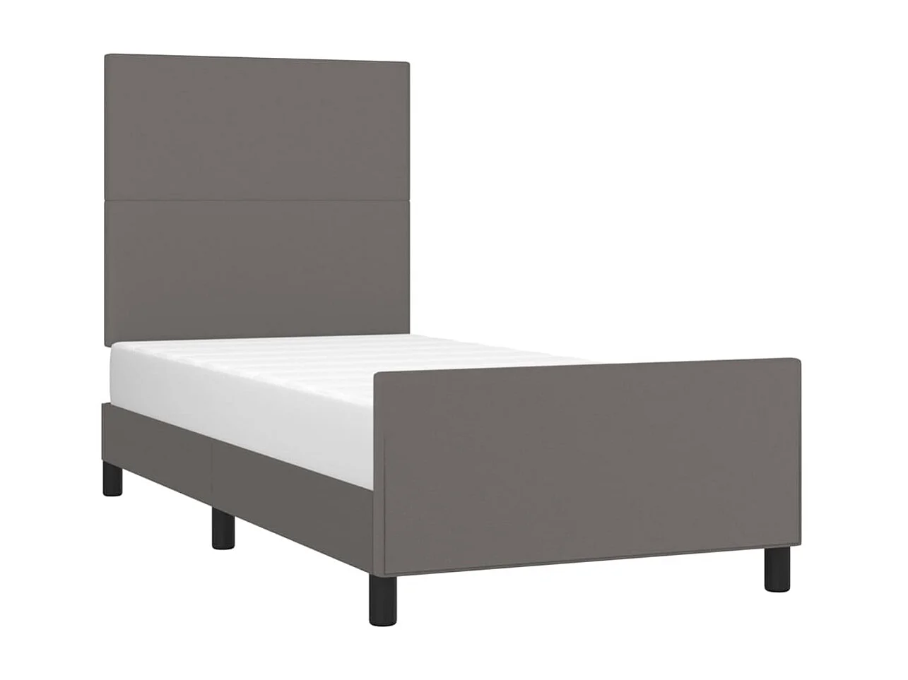 Cama c/ cabeceira couro artificial 80x200 cm cinzento PT866662