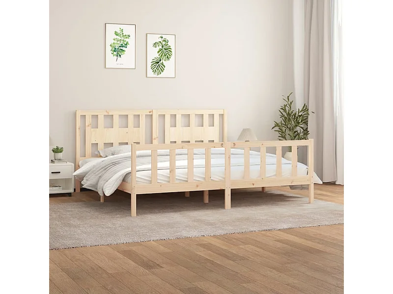 Lit-200x200 cm avec tête de lit bois de pin massif EGGB79200