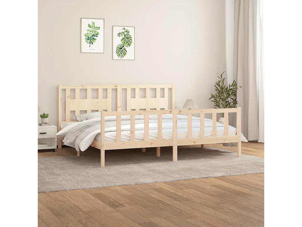 Lit-200x200 cm avec tête de lit bois de pin massif EGGB79200