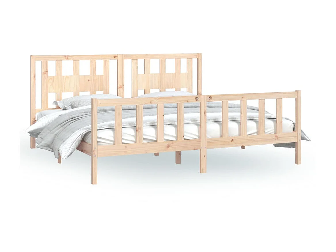 Lit-200x200 cm avec tête de lit bois de pin massif EGGB79200