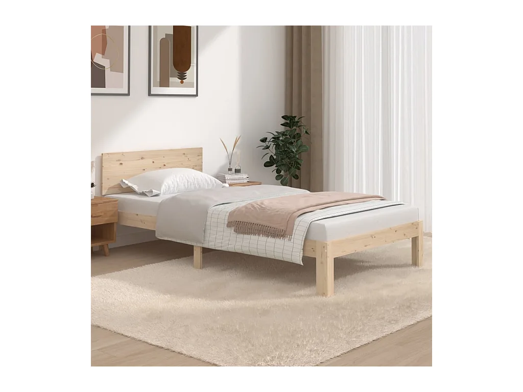 Lit-100x200 cm Bois de pin massif EGGB48013