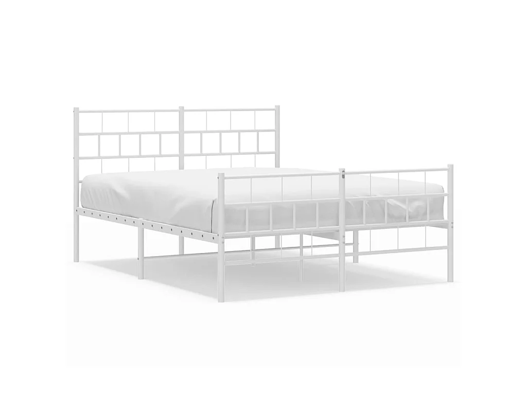 Cama com cabeceira e pés 140x200 cm metal branco PT463083