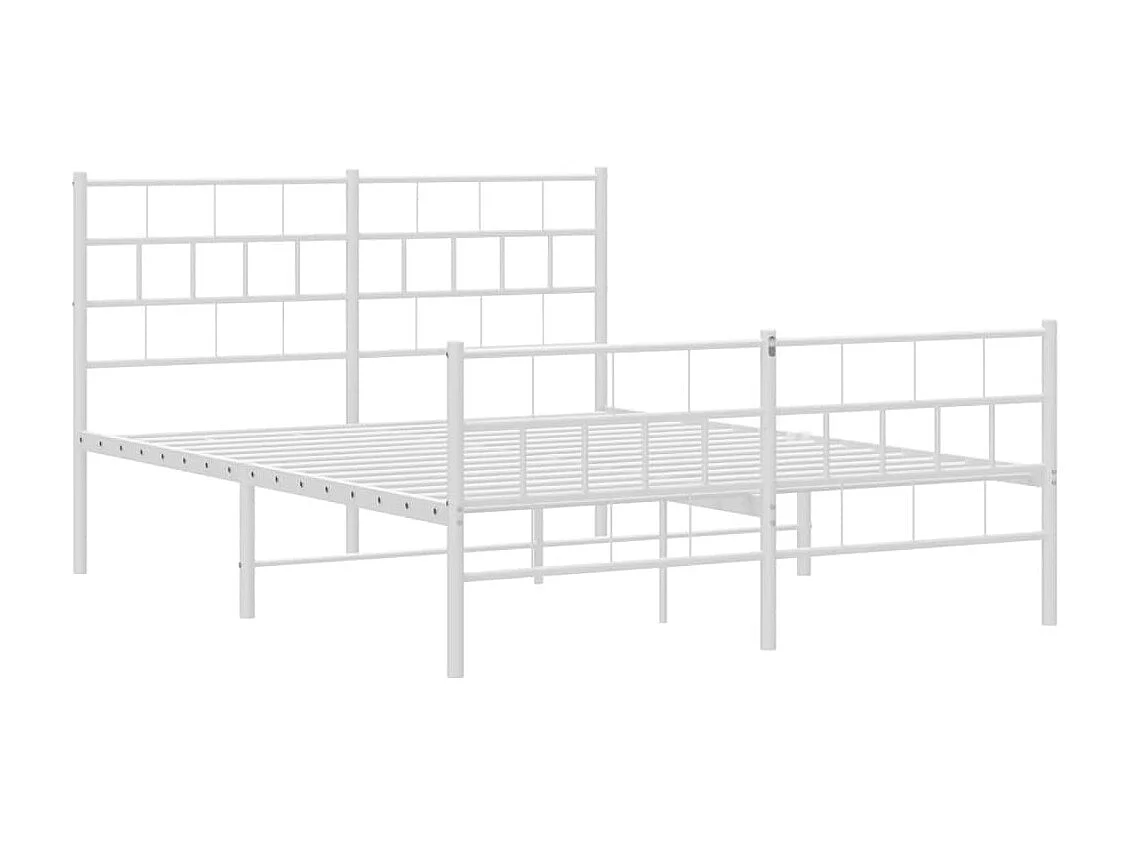 Cama com cabeceira e pés 140x200 cm metal branco PT463083