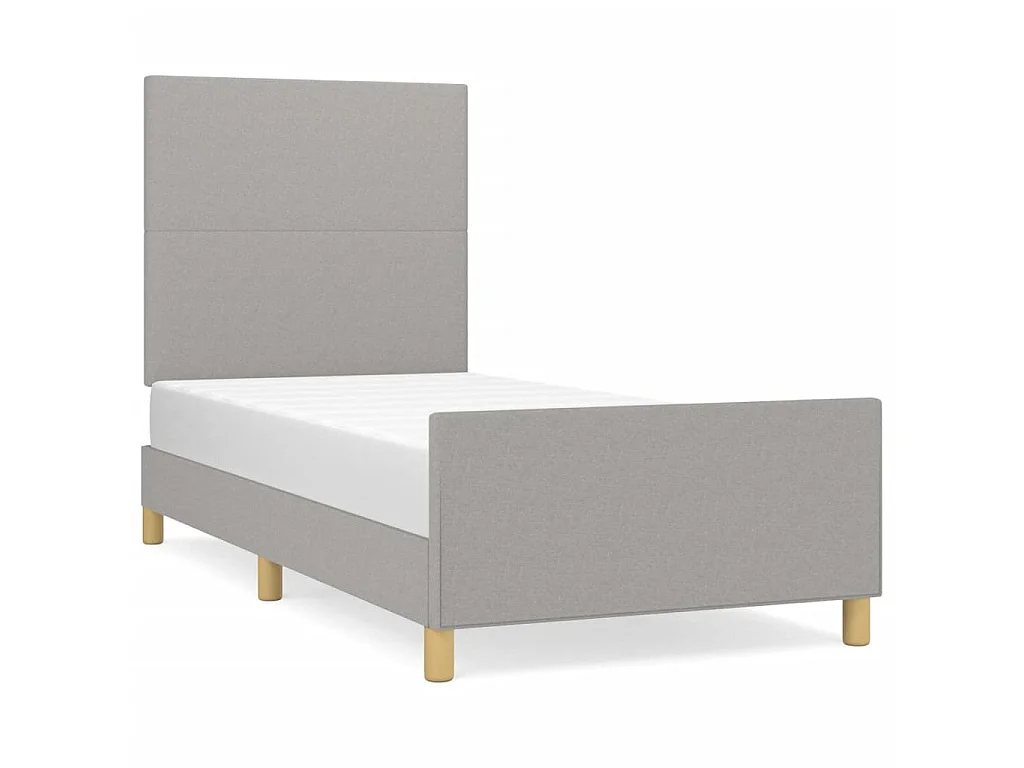 Cama c/ cabeceira tecido cinza-claro 90x200 cm PT740841