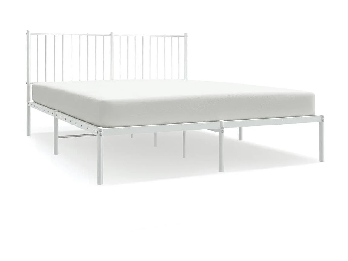 Bedframe met hoofdbord metaal wit 150x200 cm NL55377