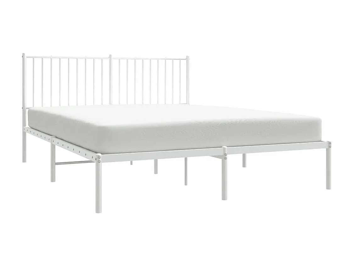 Bedframe met hoofdbord metaal wit 150x200 cm NL55377