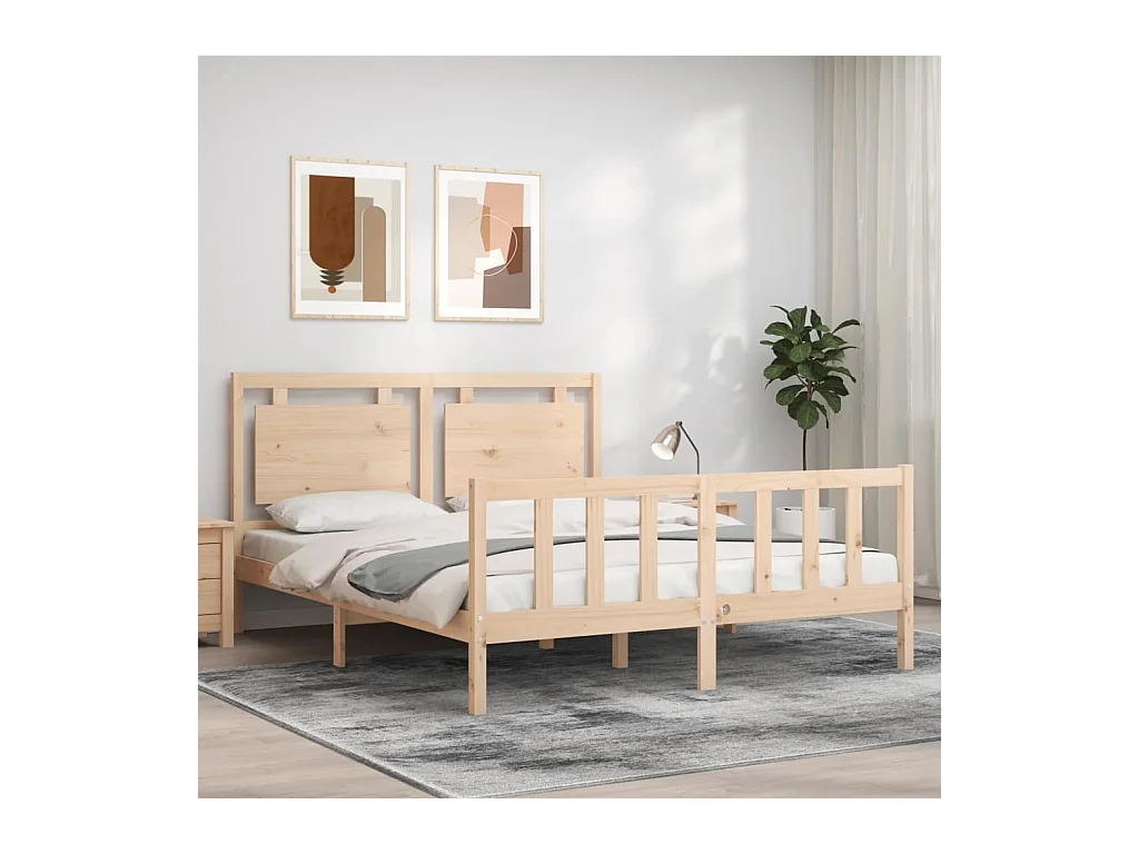 Lit-160x200 cm avec tête de lit bois massif EGGB25617