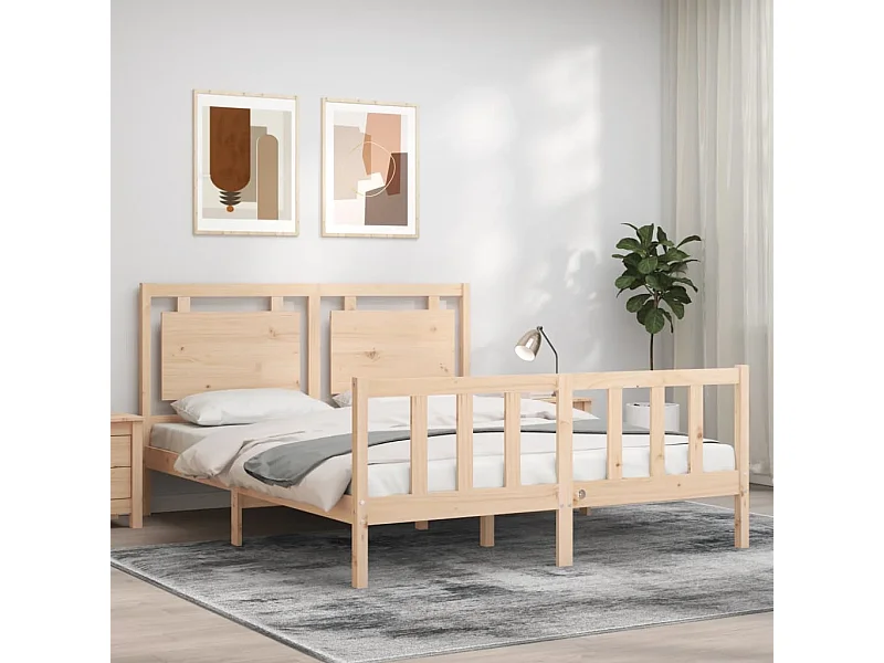 Cama 160x200 cm con cabecero madera maciza ES60090