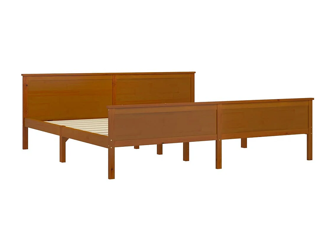Cama 200x200 cm pinho maciço castanho mel PT391007