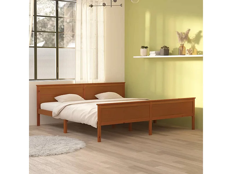 Bedframe massief grenenhout honingbruin 200x200 cm NL21205