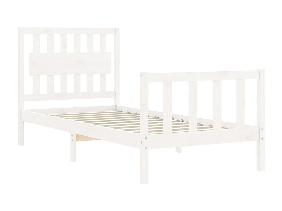 Lit-90x200 cm avec tête de lit blanc bois massif EGGB27330