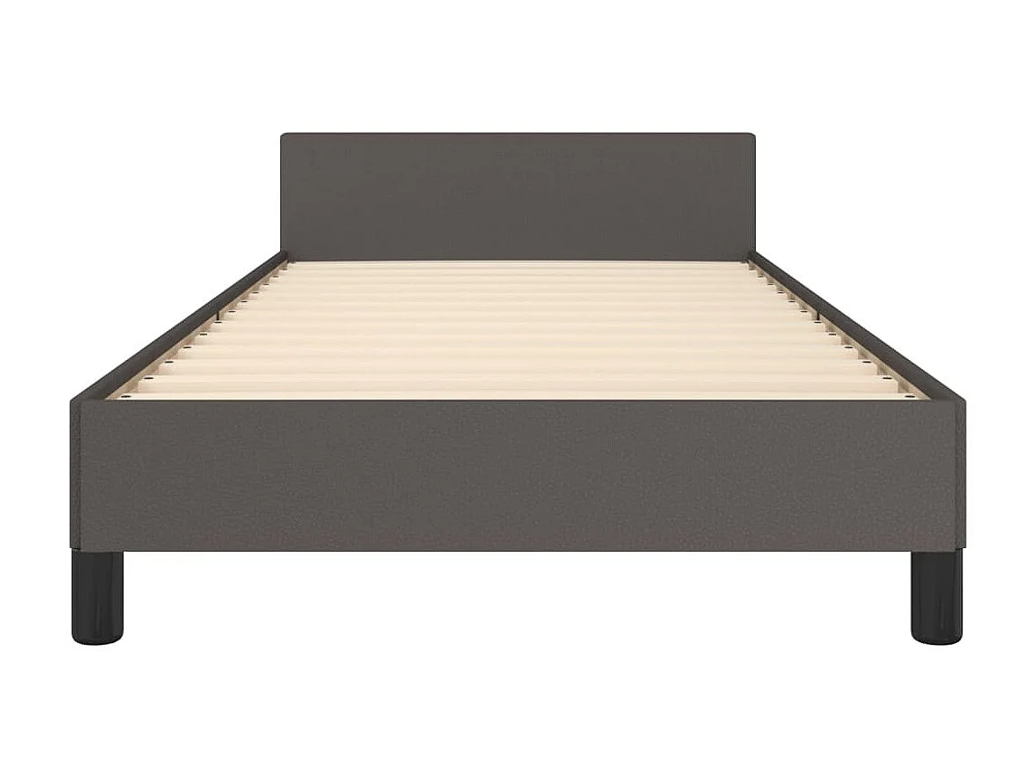 Cama c/ cabeceira couro artificial 80x200 cm cinzento PT553706