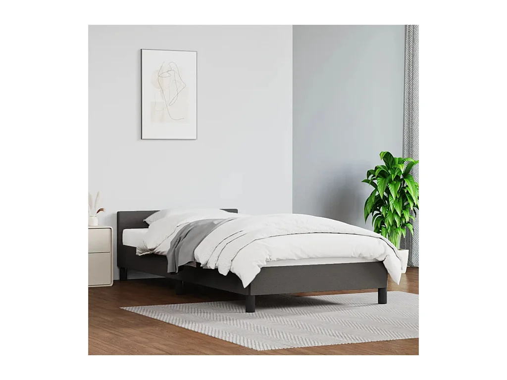 Lit-80x200 cm avec tête de lit Gris Similicuir EGGB56095