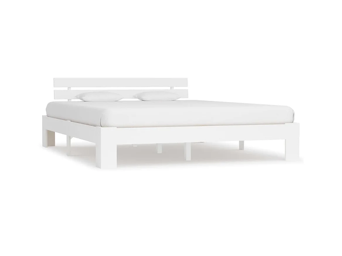 Bedframe met hoofdbord massief grenenhout wit 180x200 cm NL63388