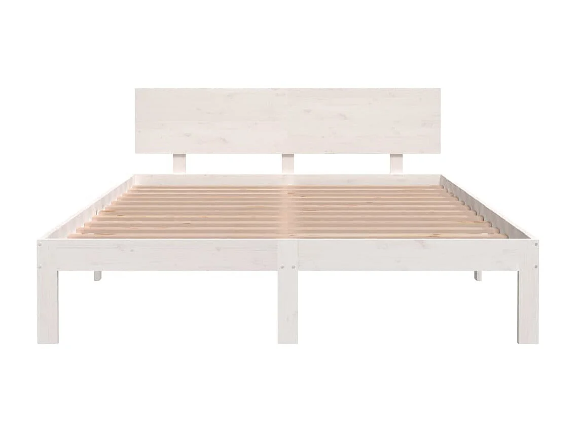 Cama 140x200 cm pinho maciço branco PT643864