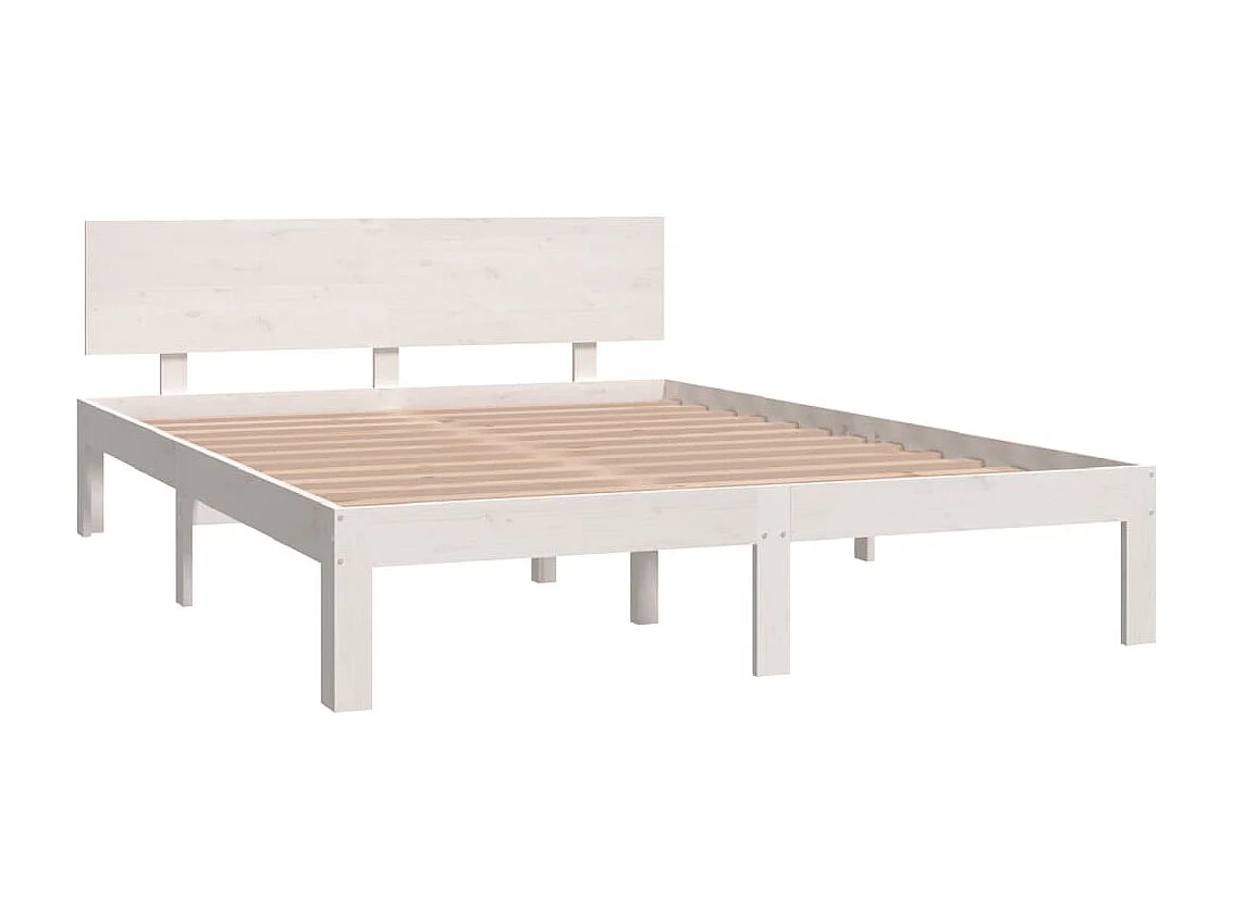 Lit-140x200 cm Blanc Bois de pin massif EGGB15071